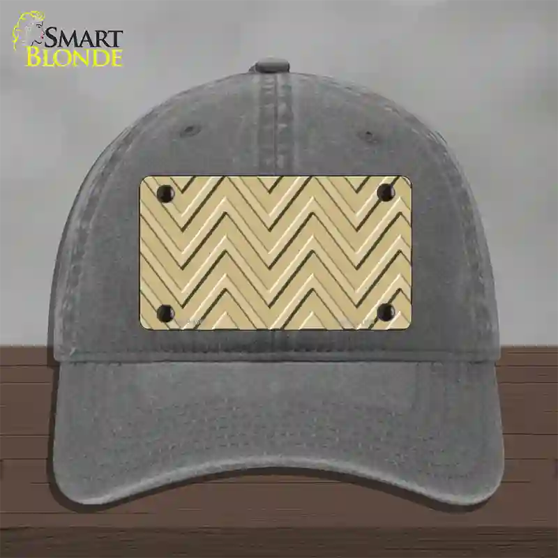 Gold Light Gold Large Chevron Novelty License Plate Hat Unconstructed Cotton / Charcoal