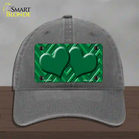 Green Light Green Heart Large Chevron Novelty License Plate Hat Unconstructed Cotton / Charcoal