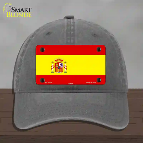 Spain Flag Novelty License Plate Hat Unconstructed Cotton / Charcoal