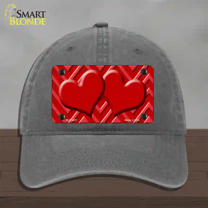 Red Light Red Heart Large Chevron Novelty License Plate Hat Unconstructed Cotton / Charcoal