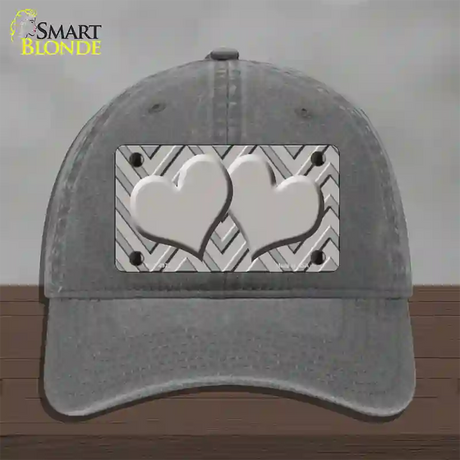 Grey Light Grey Heart Large Chevron Novelty License Plate Hat Unconstructed Cotton / Charcoal