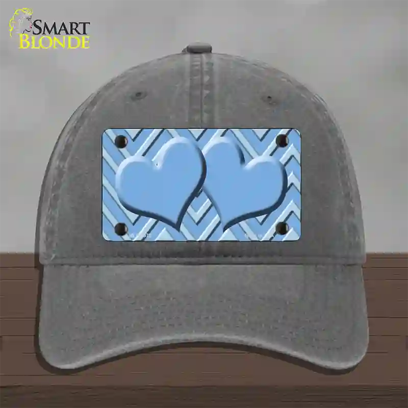 Light Blue Lighter Blue Heart Large Chevron Novelty License Plate Hat Unconstructed Cotton / Charcoal