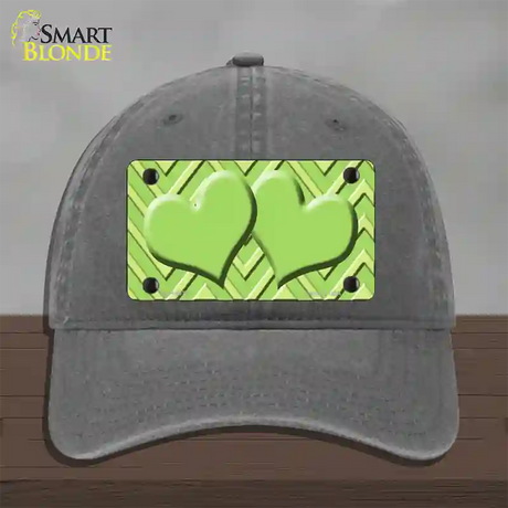 Lime Green Lighter Lime Green Heart Large Chevron Novelty License Plate Hat Unconstructed Cotton / Charcoal