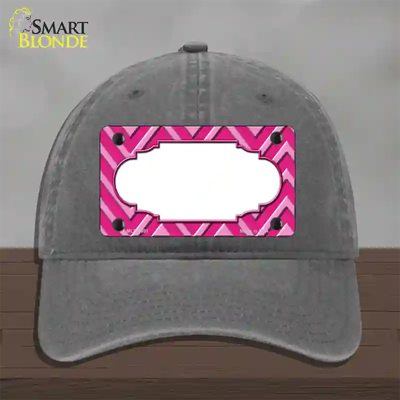 Pink Light Pink Scallop Large Chevron Novelty License Plate Hat Unconstructed Cotton / Charcoal