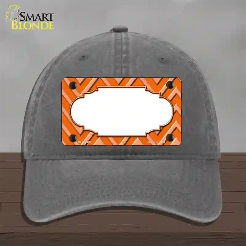 Orange Light Orange Scallop Large Chevron Novelty License Plate Hat Unconstructed Cotton / Charcoal