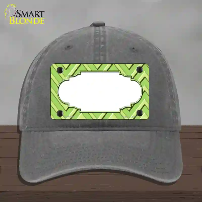 Lime Green Lighter Lime Green Scallop Large Chevron Novelty License Plate Hat Unconstructed Cotton / Charcoal