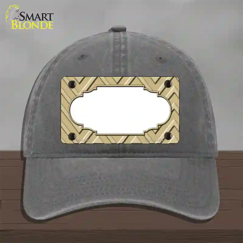 Gold Light Gold Scallop Large Chevron Novelty License Plate Hat Unconstructed Cotton / Charcoal