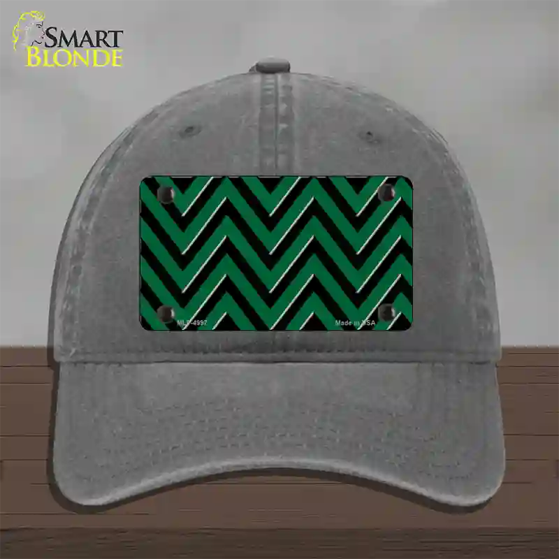 Green Black Large Chevron Novelty License Plate Hat Unconstructed Cotton / Charcoal