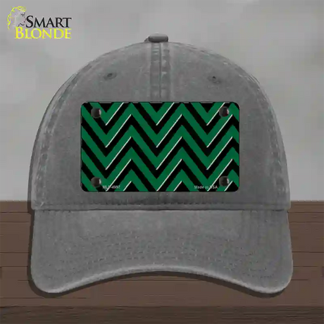 Green Black Large Chevron Novelty License Plate Hat Unconstructed Cotton / Charcoal