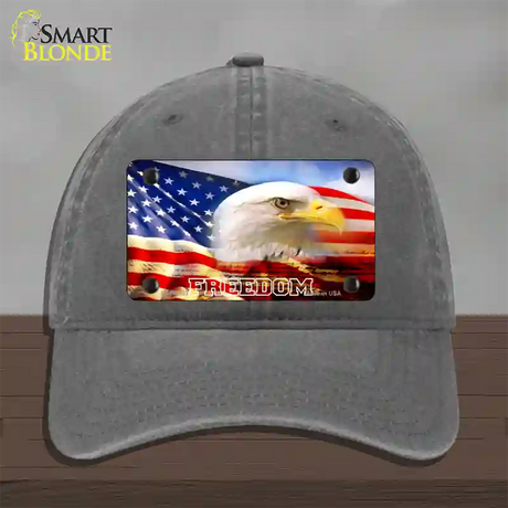 Freedom Bald Eagle Novelty License Plate Hat Unconstructed Cotton / Charcoal