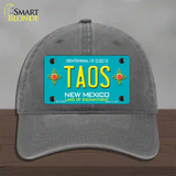 Taos Teal New Mexico Novelty License Plate Hat Unconstructed Cotton / Charcoal