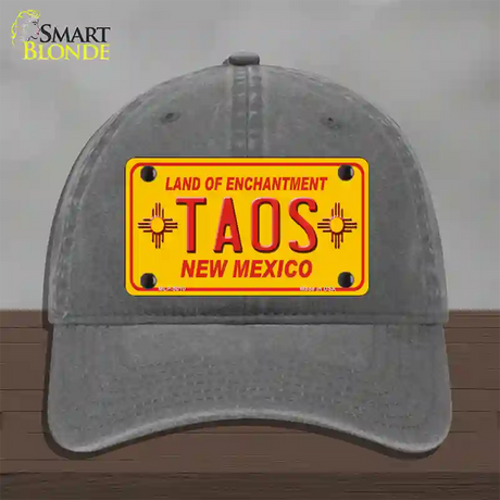 Taos Yellow New Mexico Novelty License Plate Hat Unconstructed Cotton / Charcoal