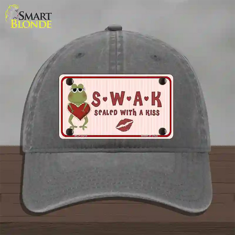 S.W.A.K. Valentine Frog Novelty License Plate Hat Unconstructed Cotton / Charcoal