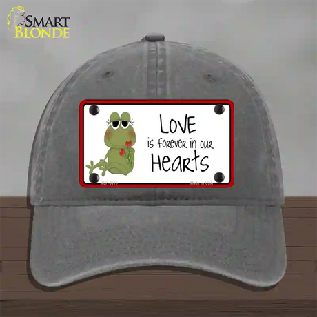 Love In Our Hearts Frog Novelty License Plate Hat Unconstructed Cotton / Charcoal