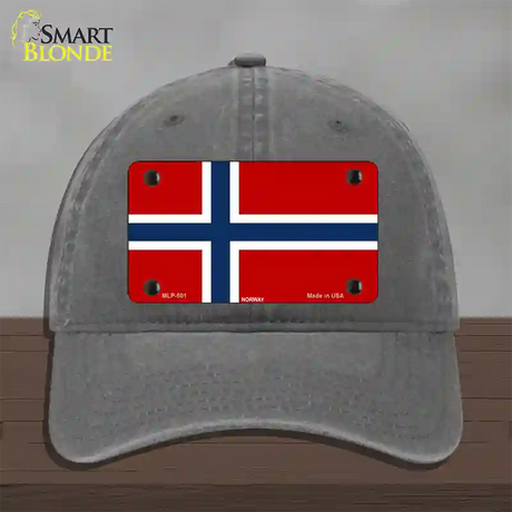 Norway Flag Novelty License Plate Hat Unconstructed Cotton / Charcoal