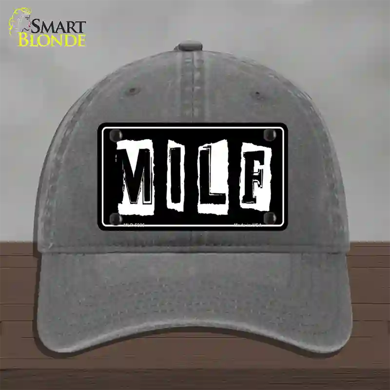 M.I.L.F Black Novelty License Plate Hat Unconstructed Cotton / Charcoal