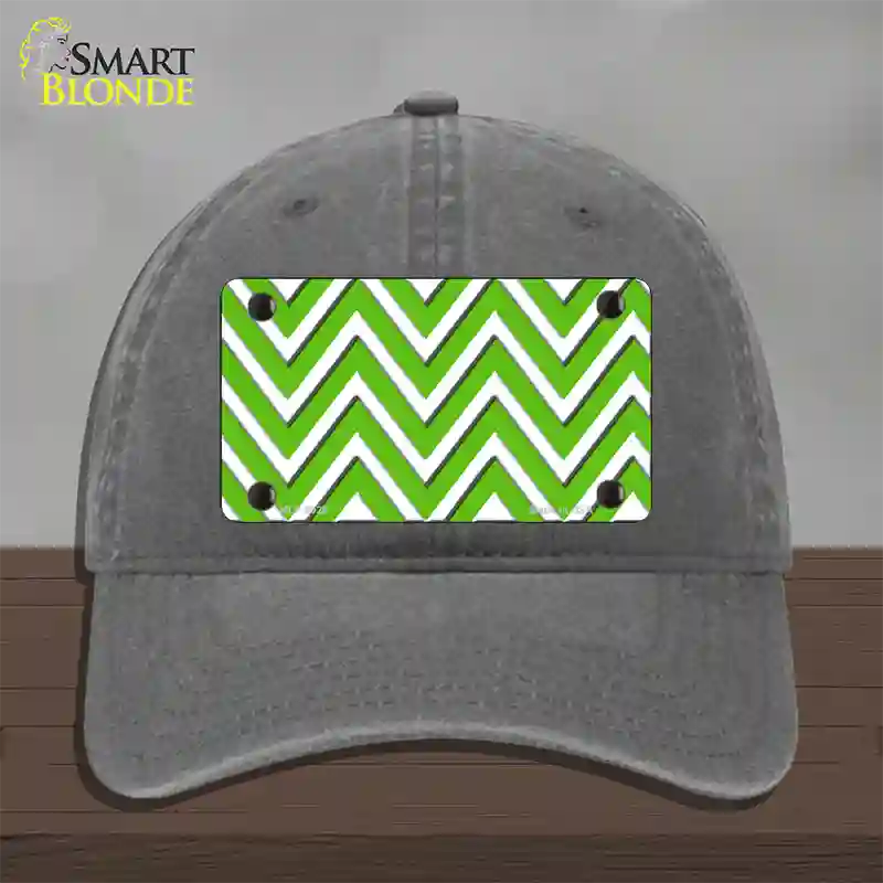 Kelly Green White Chevron Novelty License Plate Hat Unconstructed Cotton / Charcoal