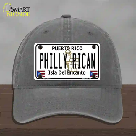 Philly Rican Puerto Rico Novelty License Plate Hat Unconstructed Cotton / Charcoal