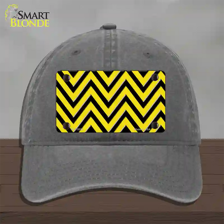 Yellow Black Chevron Novelty License Plate Hat Unconstructed Cotton / Charcoal