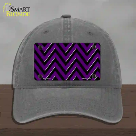 Purple Black Chevron Novelty License Plate Hat Unconstructed Cotton / Charcoal