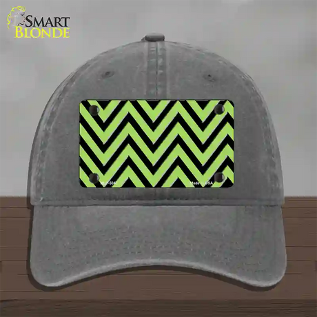 Lime Green Black Chevron Novelty License Plate Hat Unconstructed Cotton / Charcoal