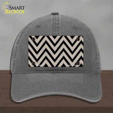 Tan Black Chevron Novelty License Plate Hat Unconstructed Cotton / Charcoal