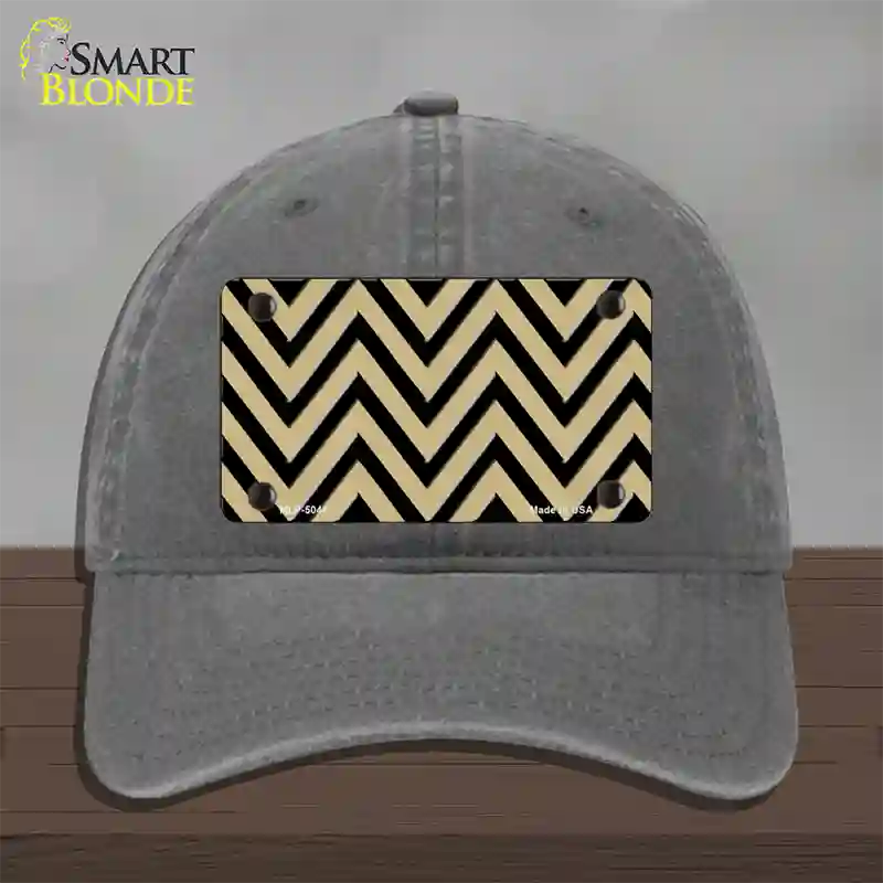 Gold Black Chevron Novelty License Plate Hat Unconstructed Cotton / Charcoal