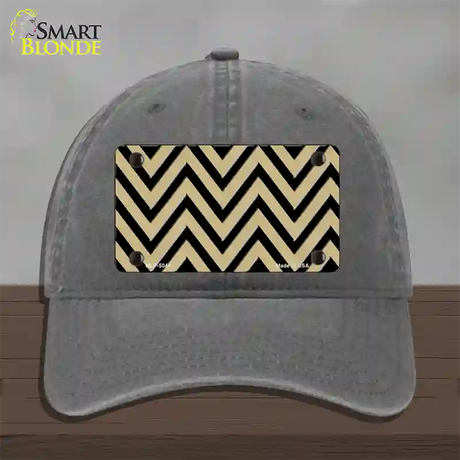 Gold Black Chevron Novelty License Plate Hat Unconstructed Cotton / Charcoal