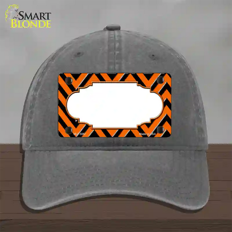 Orange Black Chevron Scallop Novelty License Plate Hat Unconstructed Cotton / Charcoal