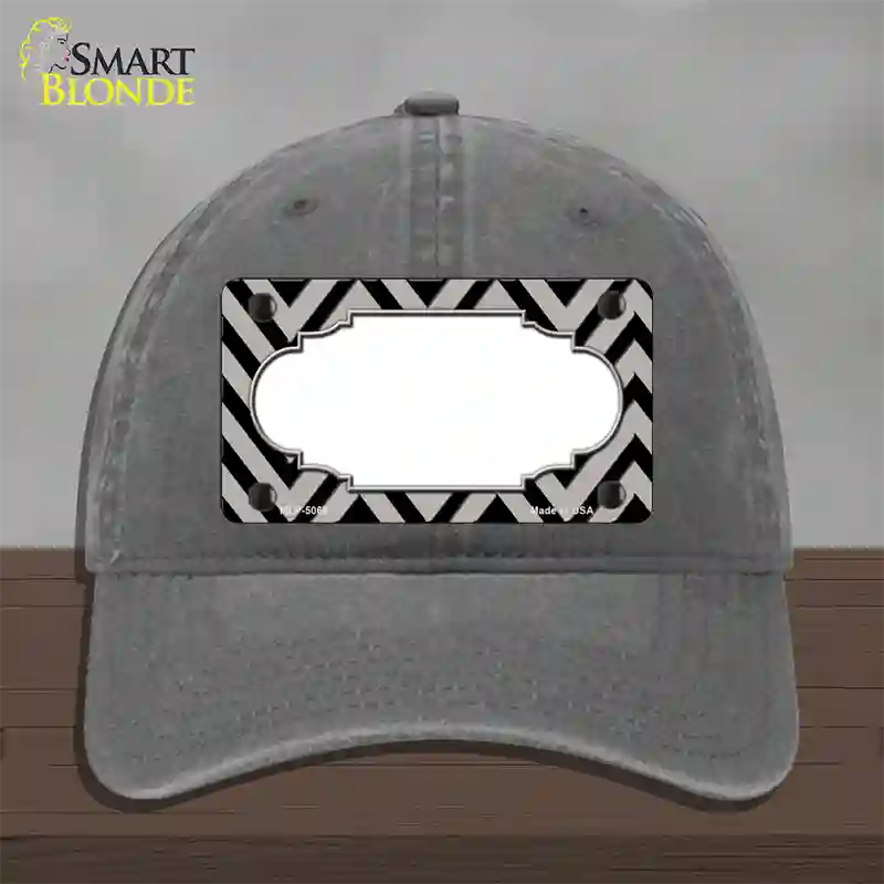 Grey Black Chevron Scallop Novelty License Plate Hat Unconstructed Cotton / Charcoal