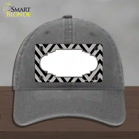 Grey Black Chevron Scallop Novelty License Plate Hat Unconstructed Cotton / Charcoal