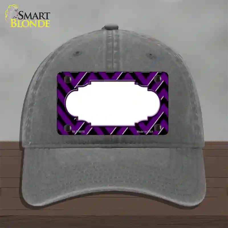 Purple Black Chevron Scallop Novelty License Plate Hat Unconstructed Cotton / Charcoal