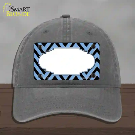 Light Blue Black Chevron Scallop Novelty License Plate Hat Unconstructed Cotton / Charcoal