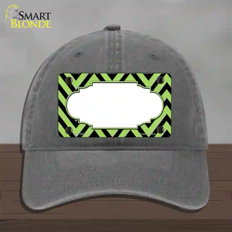 Lime Green Black Chevron Scallop Novelty License Plate Hat Unconstructed Cotton / Charcoal