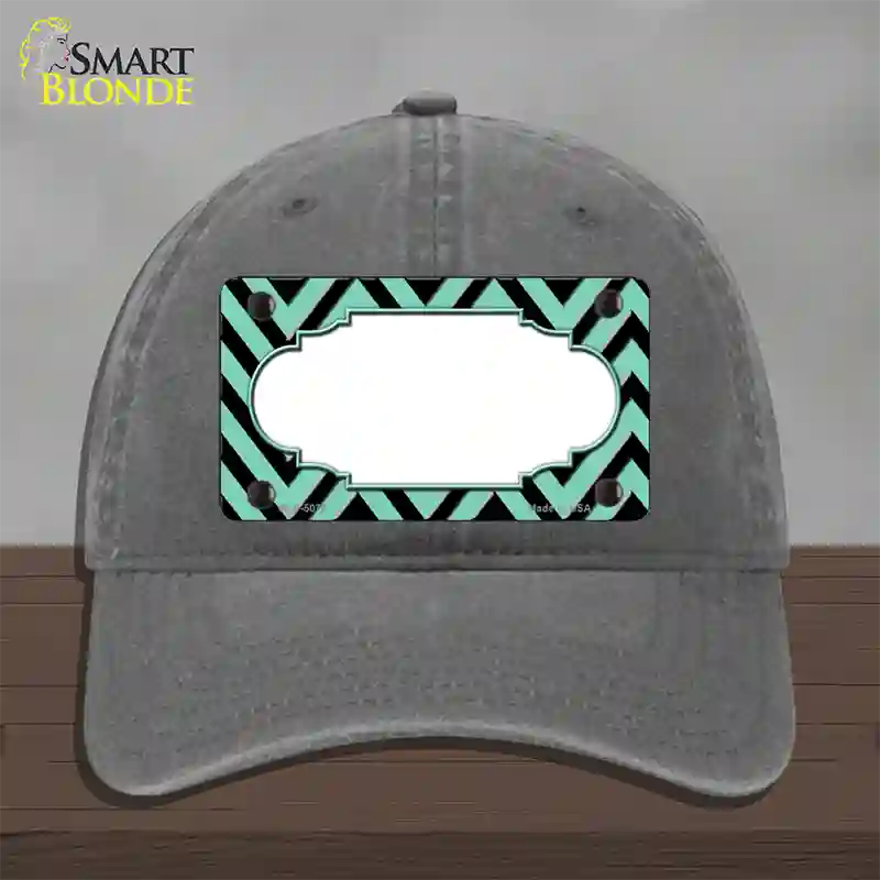 Mint Black Chevron Scallop Novelty License Plate Hat Unconstructed Cotton / Charcoal