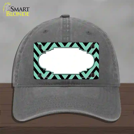 Mint Black Chevron Scallop Novelty License Plate Hat Unconstructed Cotton / Charcoal