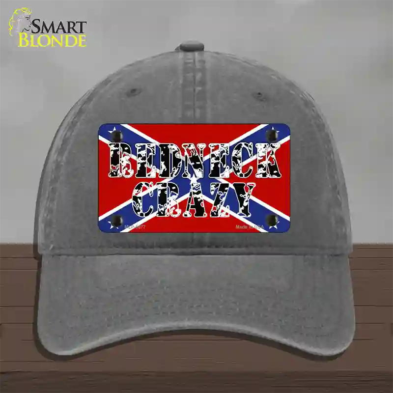 Redneck Crazy Novelty License Plate Hat Unconstructed Cotton / Charcoal