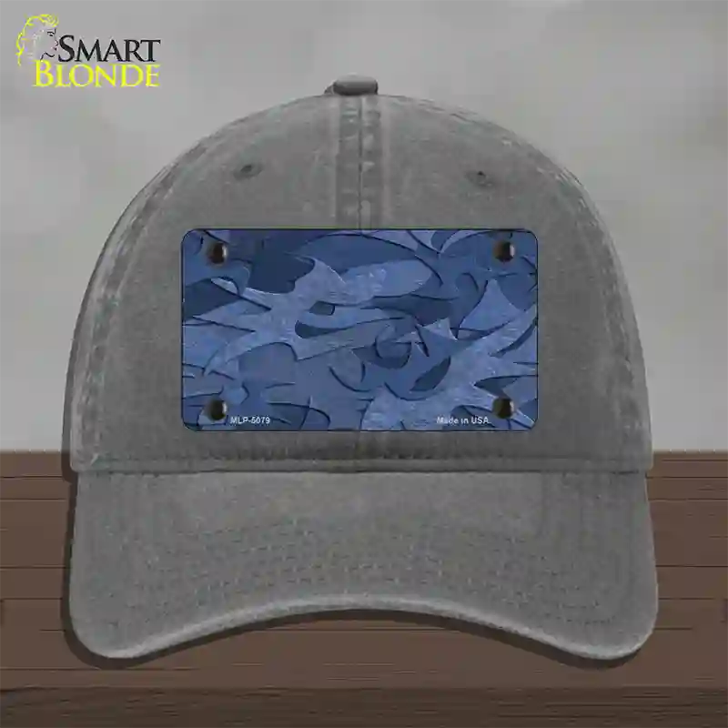 Camouflage Solid Blue Novelty License Plate Hat Unconstructed Cotton / Charcoal