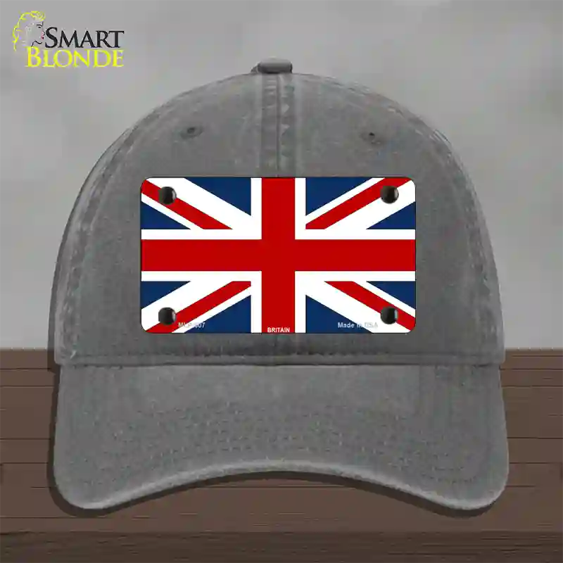 Britain Flag Novelty License Plate Hat Unconstructed Cotton / Charcoal