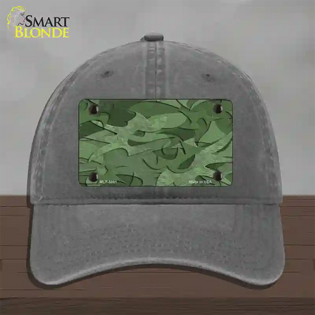 Green Camouflage Novelty License Plate Hat Unconstructed Cotton / Charcoal