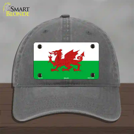 Wales Flag Novelty License Plate Hat Unconstructed Cotton / Charcoal