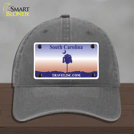 South Carolina Blank Novelty License Plate Hat Unconstructed Cotton / Charcoal