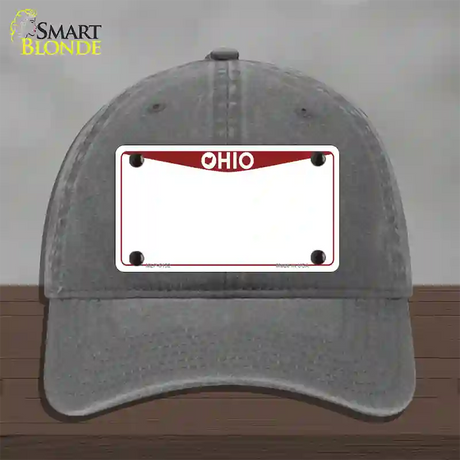 Ohio Maroon Blank Novelty License Plate Hat Unconstructed Cotton / Charcoal