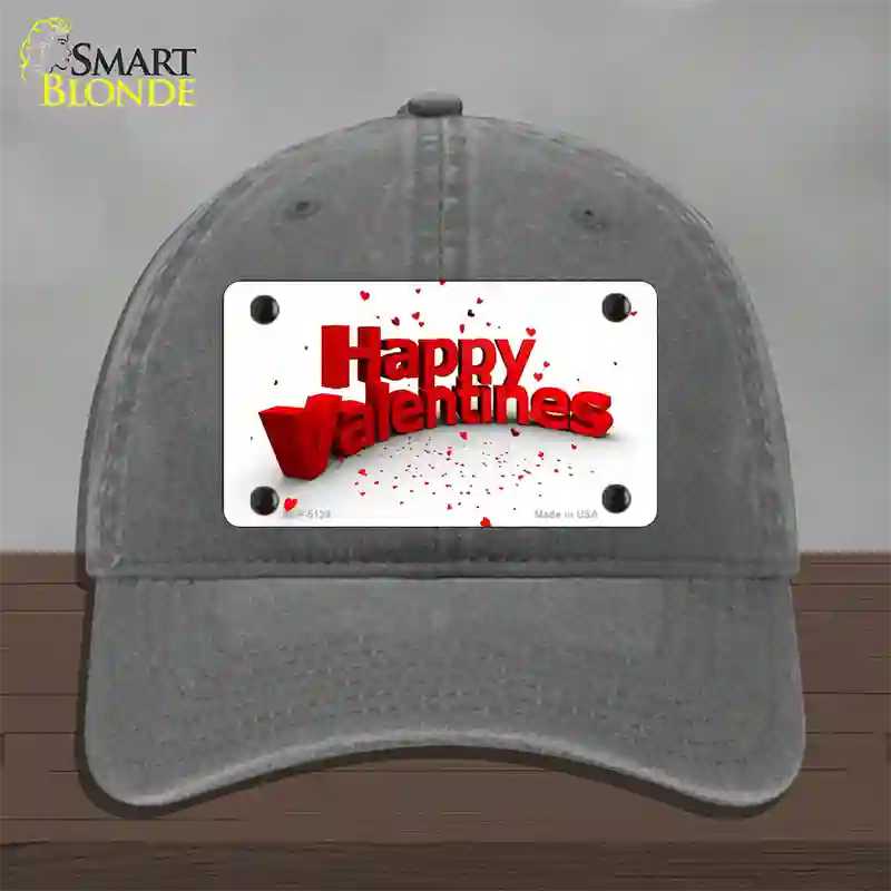 Happy Valentines Novelty License Plate Hat Unconstructed Cotton / Charcoal