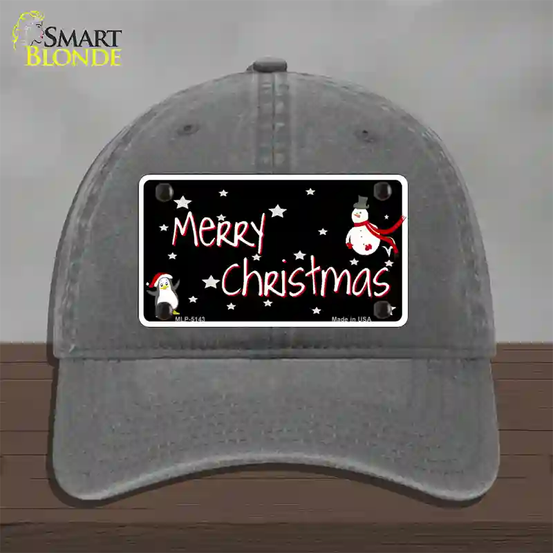 Merry Christmas Novelty License Plate Hat Unconstructed Cotton / Charcoal