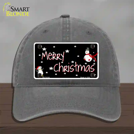 Merry Christmas Novelty License Plate Hat Unconstructed Cotton / Charcoal