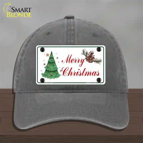 Merry Christmas Tree Novelty License Plate Hat Unconstructed Cotton / Charcoal