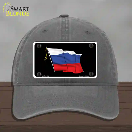 Russian Waving Flag Novelty License Plate Hat Unconstructed Cotton / Charcoal