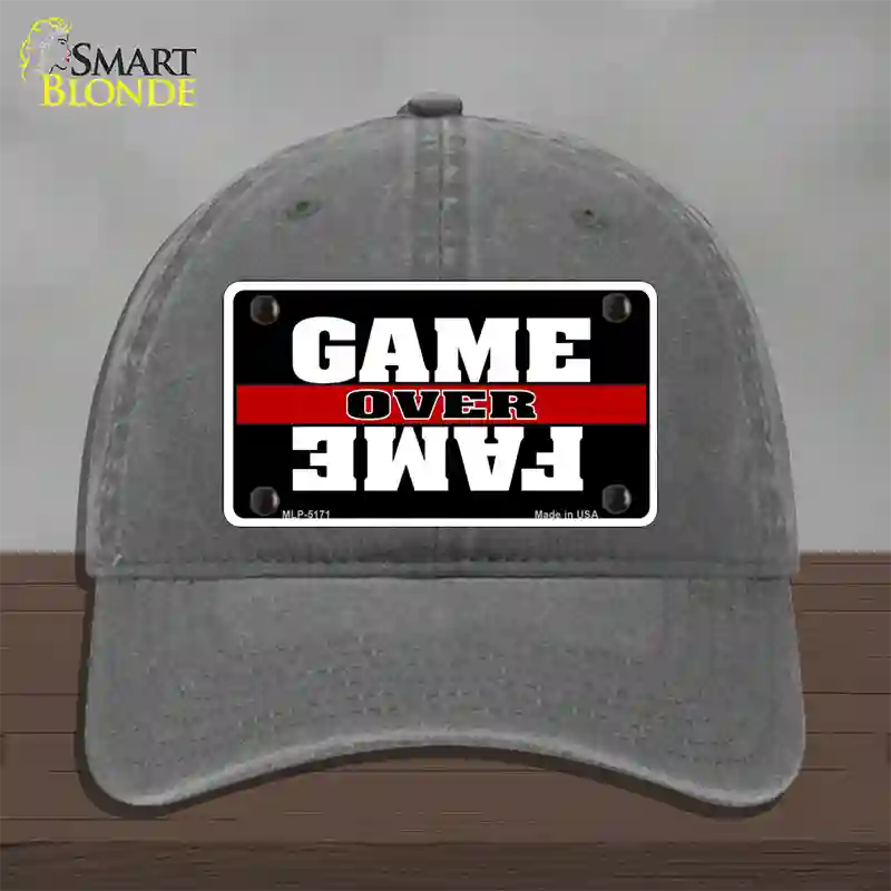 Game Over Fame Novelty License Plate Hat Unconstructed Cotton / Charcoal