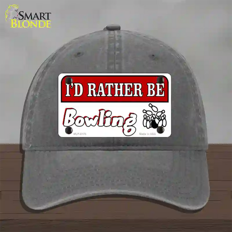 Rather Be Bowling Novelty License Plate Hat Unconstructed Cotton / Charcoal